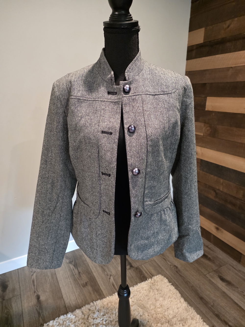 Apt. 9 Gray Stand-Collar Peplum Jacket